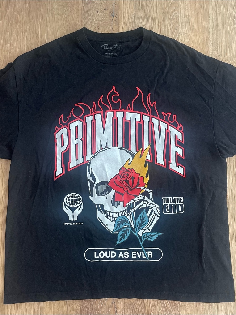 Primitive Men's Black Graphic Tee - Loud As Ever Skull & Rose‎